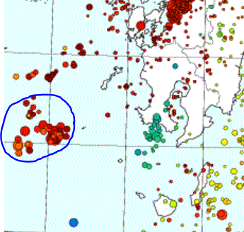 過去1ヶ月の薩摩半島西方沖地震