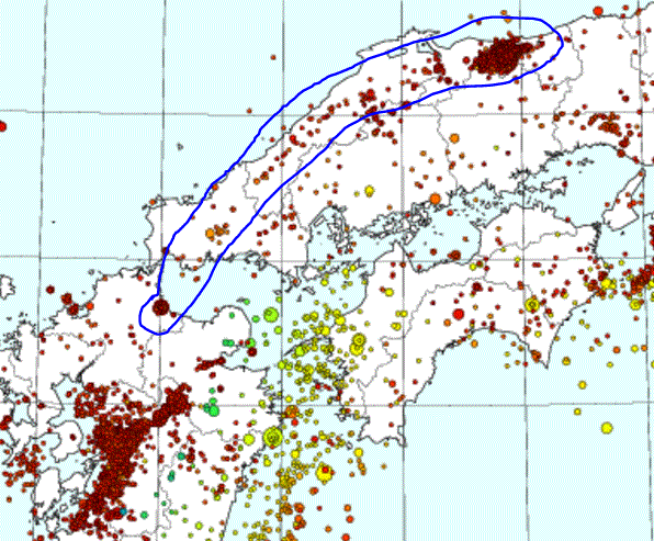 中国地方の地震と九州への影響